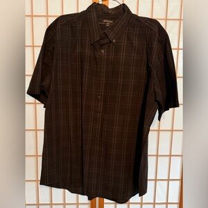 George Black Plaid Short-Sleeve Button-Down Shirt XL NWOTs